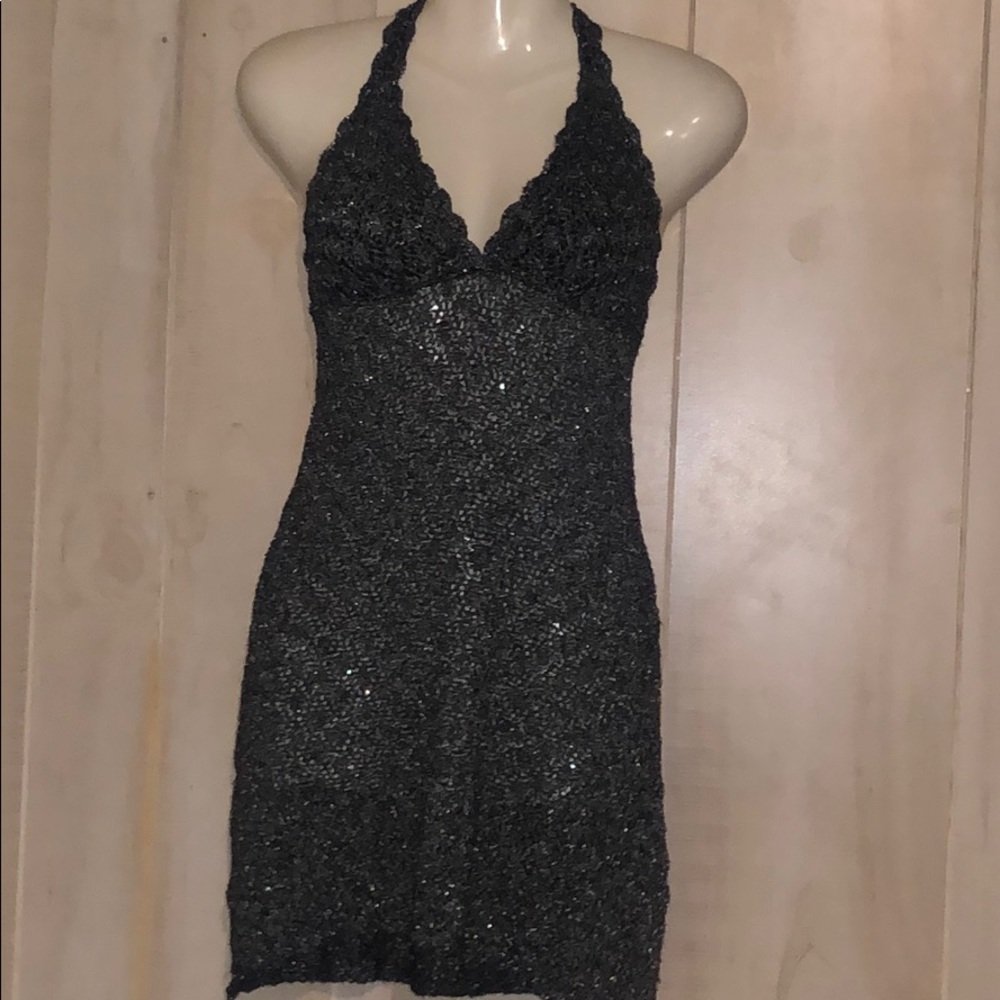 Becca by Rebecca Virtue crocheted mini dress SzMed